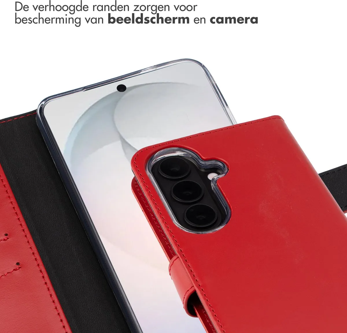 Selencia Hoesje Samsung Galaxy S26 - Echt Lederen Bookcase Rood