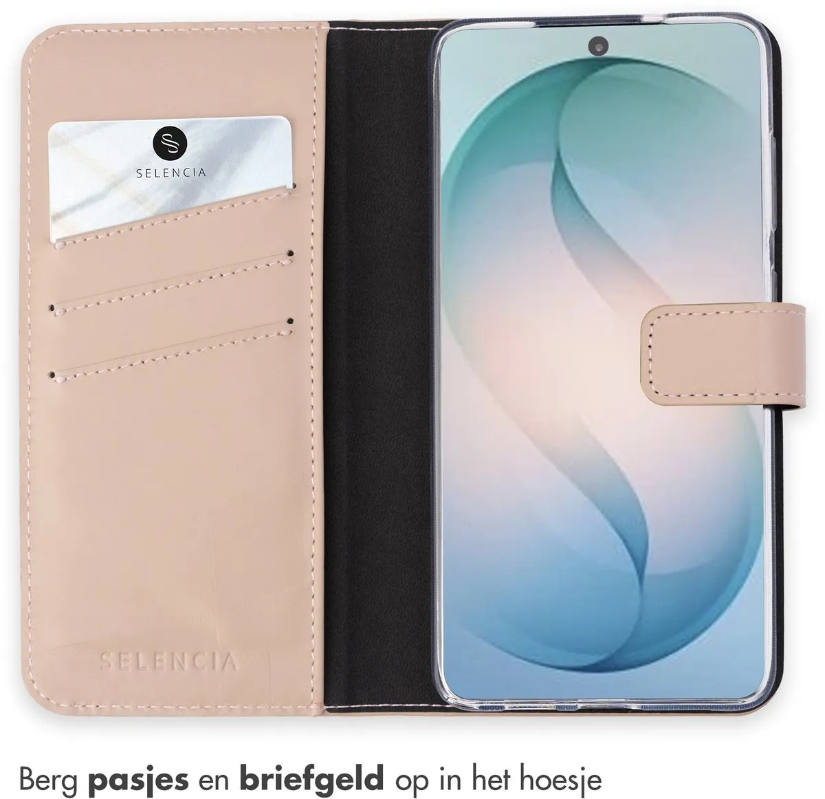 Selencia Hoesje Samsung Galaxy S26 Ultra - Echt Lederen Bookcase Lichtroze