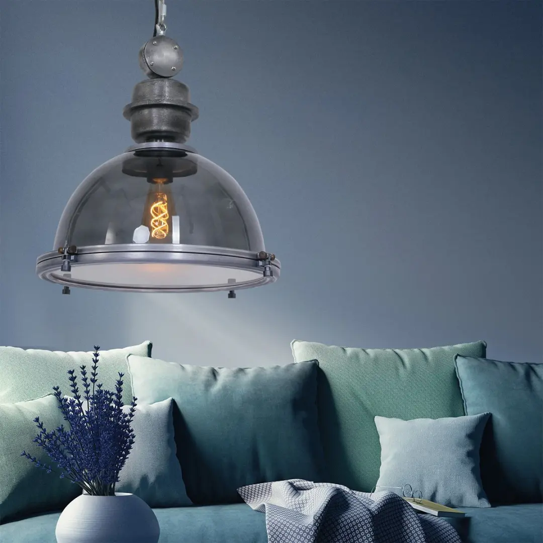 Steinhauer Hanglamp Bikkel 1452GR - Industrieel Ø45cm - Grijs/Transparant - afbeelding 6 van 6