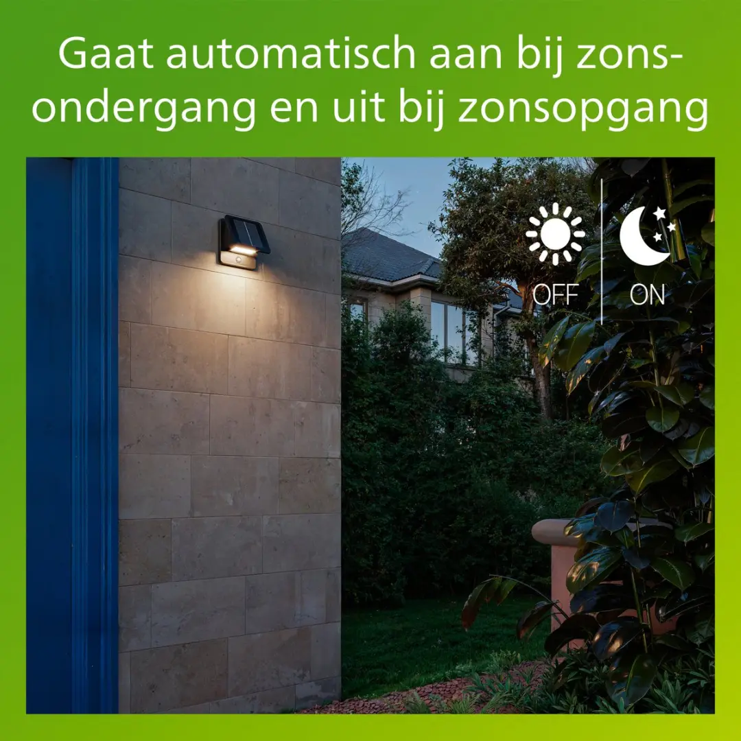 Philips Tavenlor Solar Wandlamp 3.6W - Warmwit - IP44 - Zwart - afbeelding 6 van 6