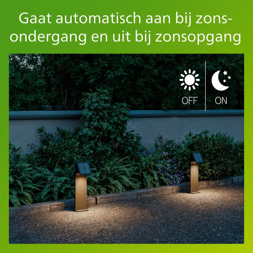 Philips Tavenlor Solar Sokkellamp - Warmwit 2700K - Zwart - afbeelding 6 van 6