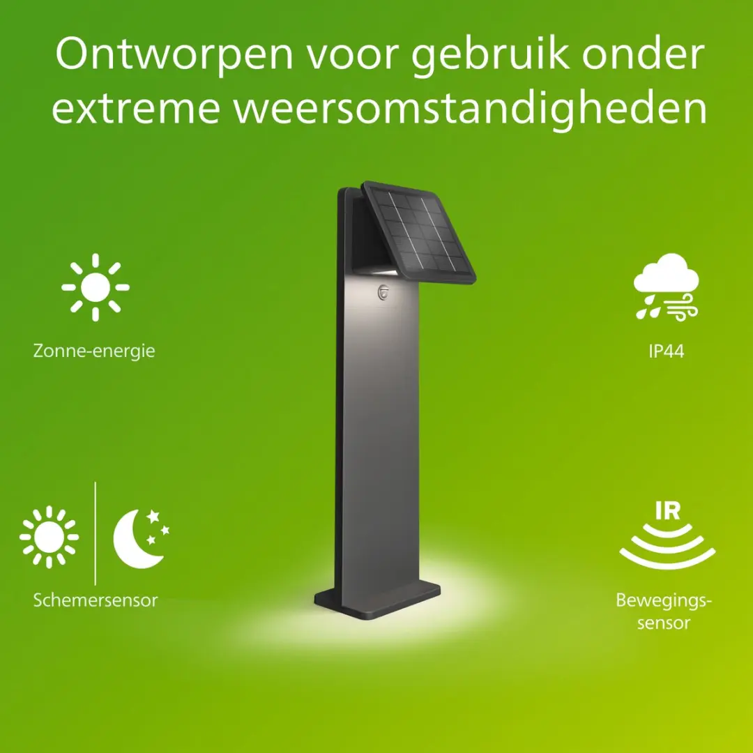 Philips Tavenlor Solar Sokkellamp - Warmwit 2700K - Zwart - afbeelding 2 van 6