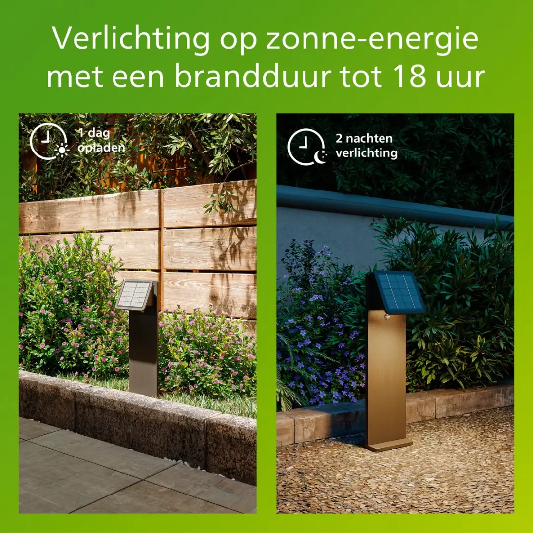 Philips Tavenlor Solar Sokkellamp - Warmwit 2700K - Zwart - afbeelding 5 van 6