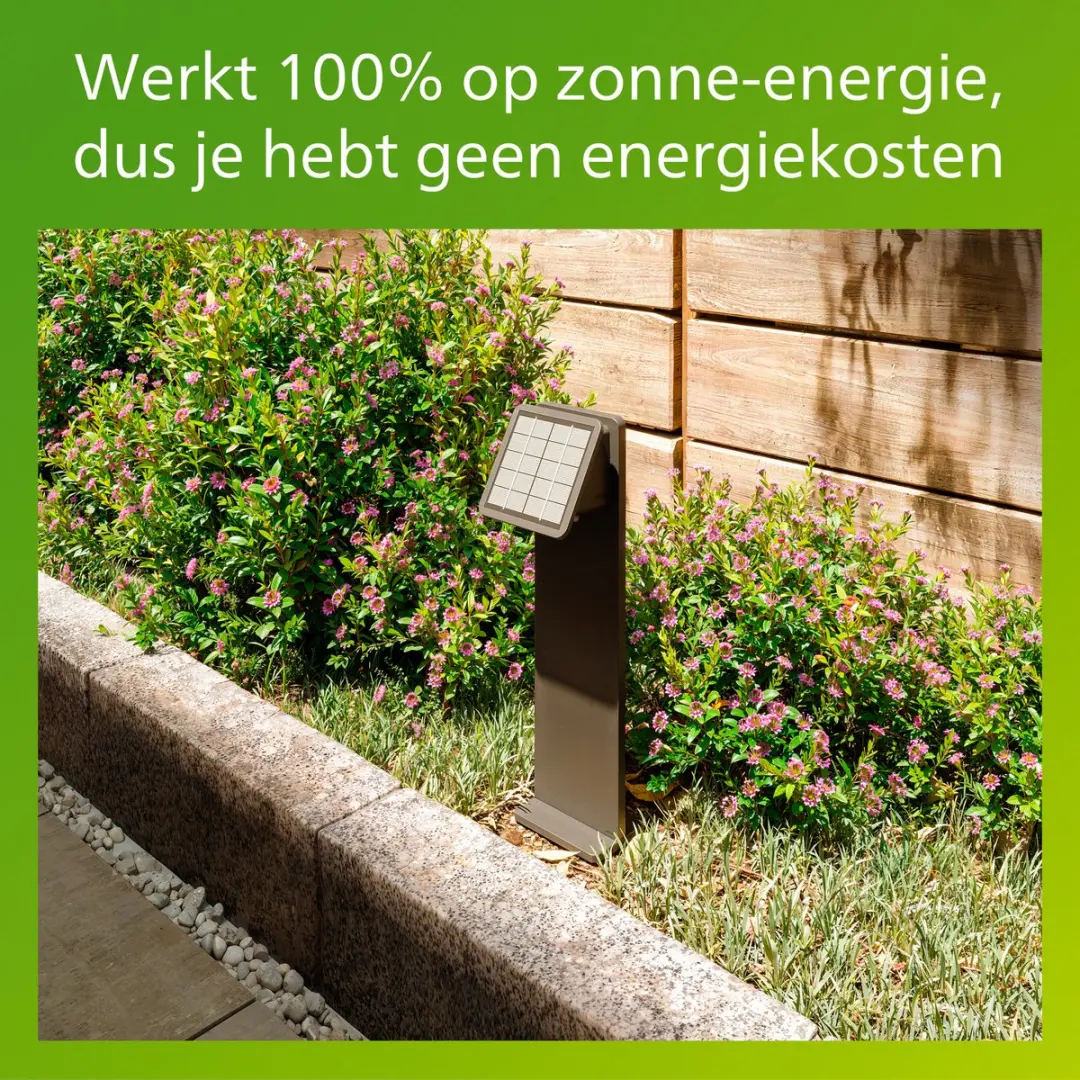 Philips Tavenlor Solar Sokkellamp - Warmwit 2700K - Zwart - afbeelding 4 van 6