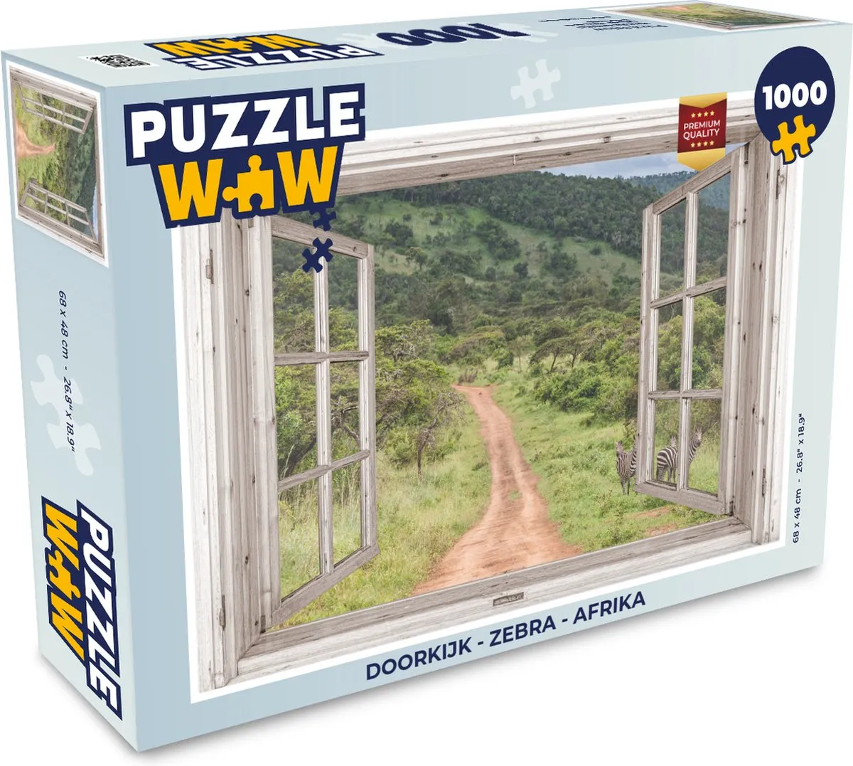 PuzzleWow Doorkijk Zebra Afrika Legpuzzel 1000 Stuks