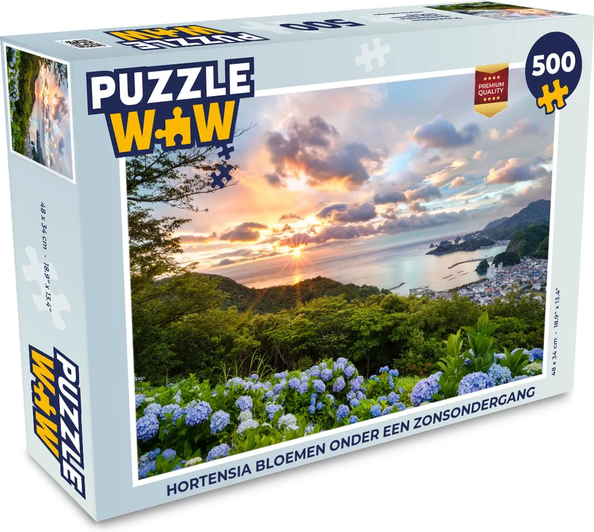 PuzzleWow Hortensia Zonsondergang Legpuzzel 500 Stuks