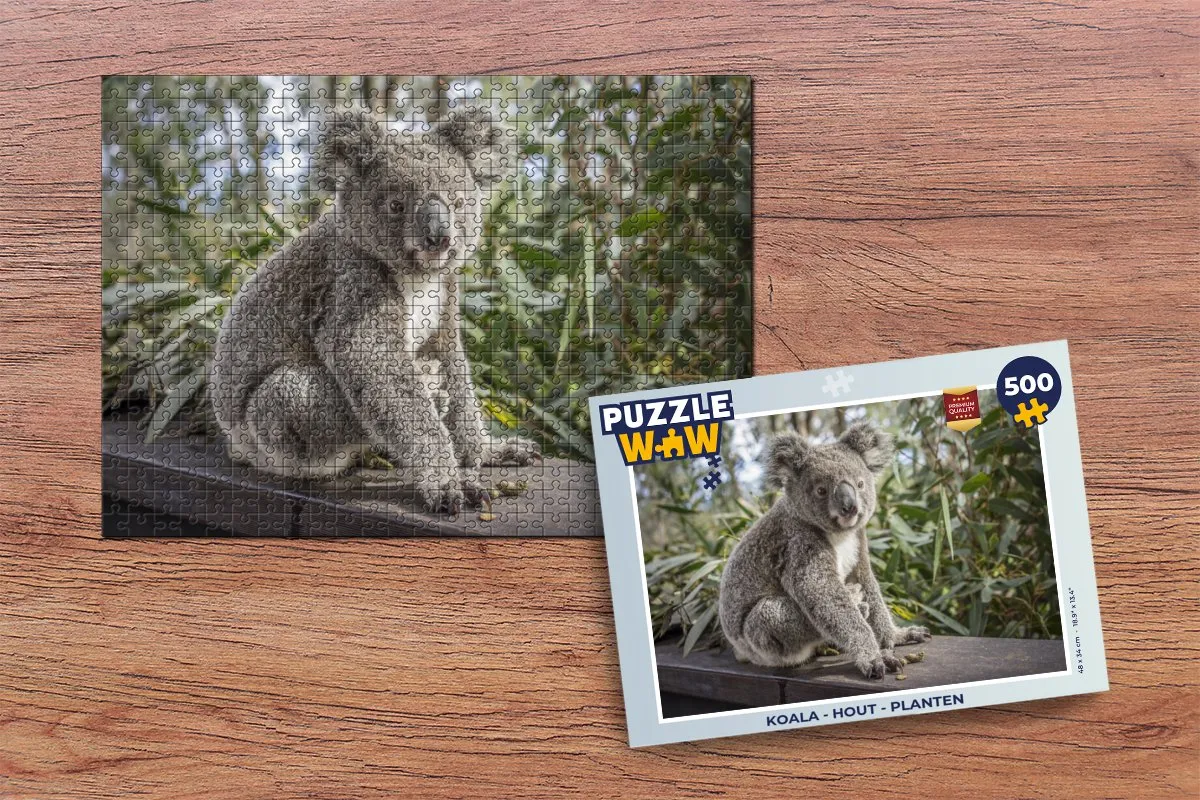 PuzzleWow Koala Houten Legpuzzel 500 Stuks - Multicolor