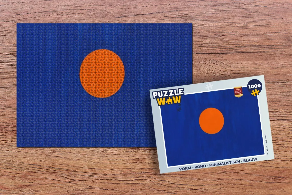 PuzzleWow Minimalistische Ronde Puzzel 1000 Stuks - Blauw