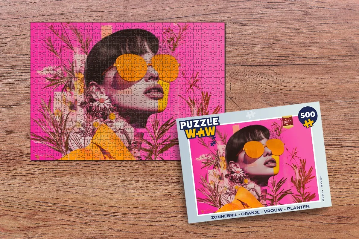 PuzzleWow Zonnebril Legpuzzel 500 Stuks - Oranje