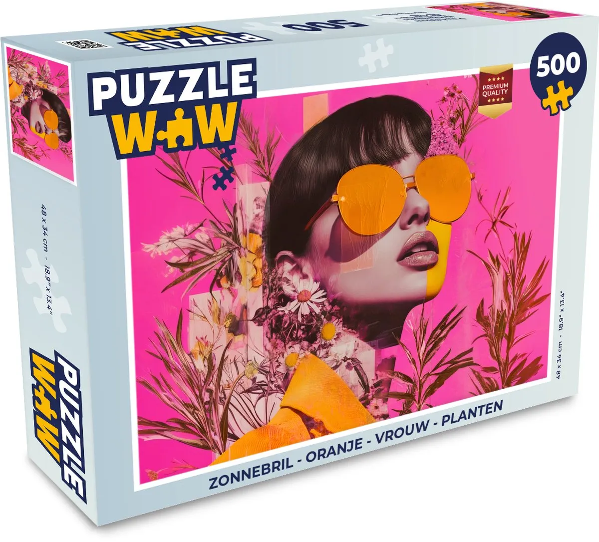 PuzzleWow Zonnebril Legpuzzel 500 Stuks - Oranje