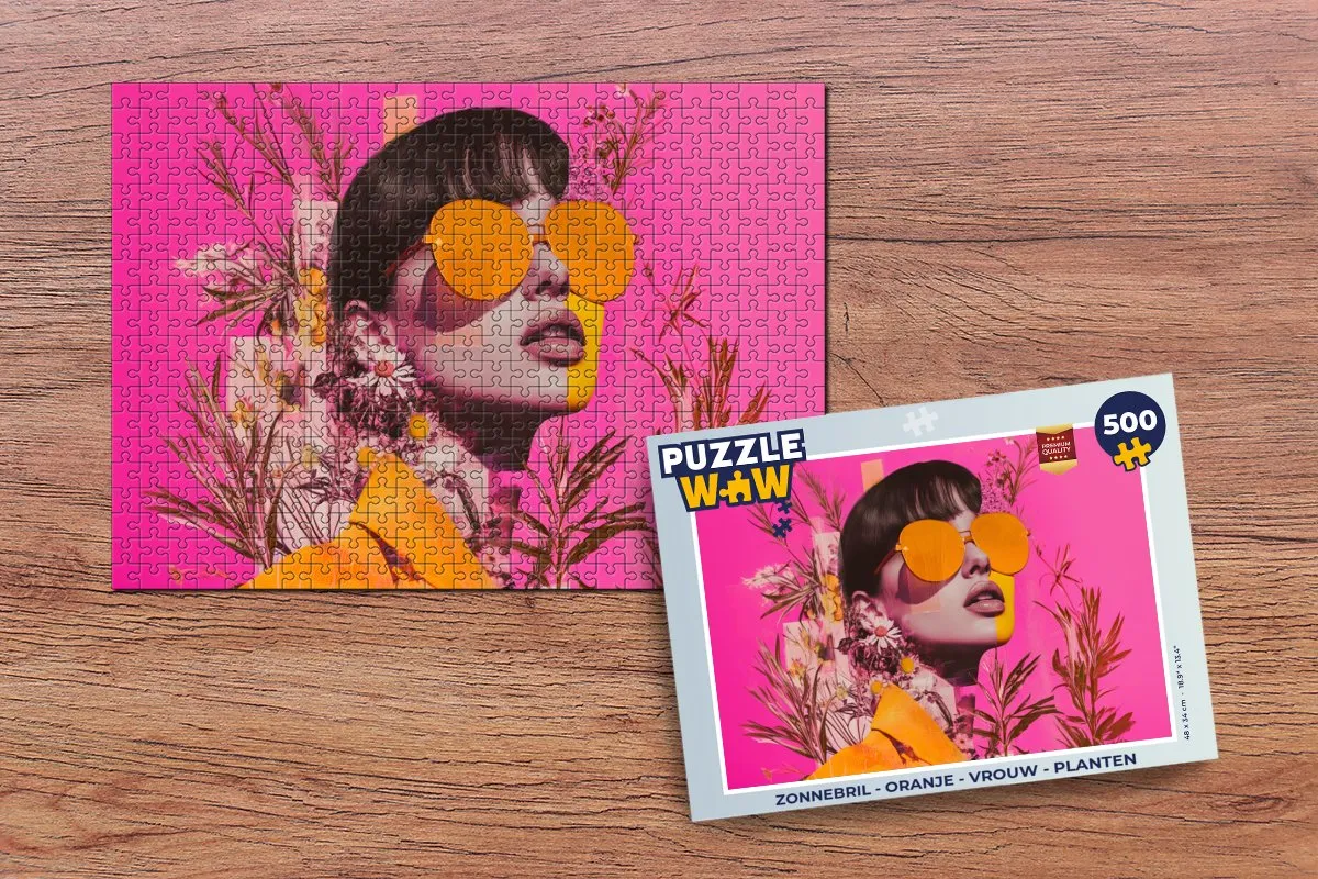 PuzzleWow Zonnebril Legpuzzel 500 Stuks - Oranje