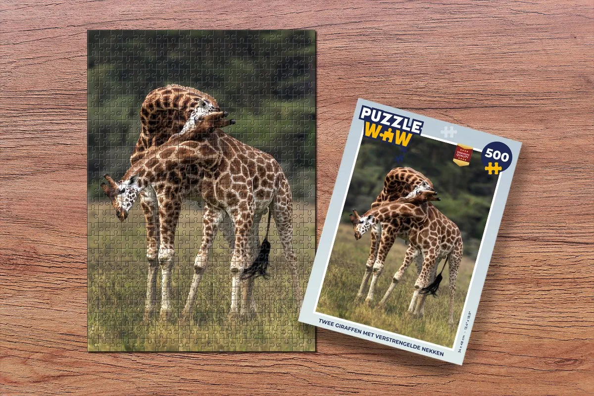 PuzzleWow Legpuzzel Twee Giraffen 500 Stuks - Multicolor