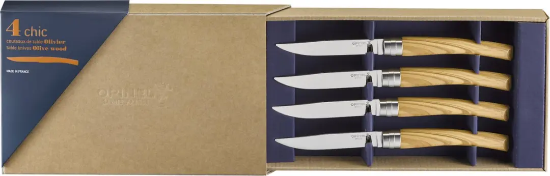 Opinel Table Chic Tafelmessenset 4-delig - Olijfhout