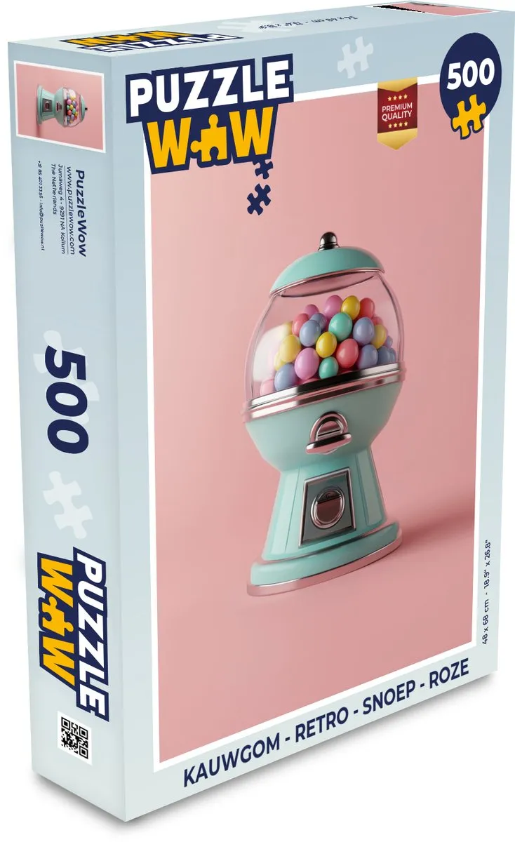 PuzzleWow Retro Kauwgom Puzzel 500 Stuks - Roze