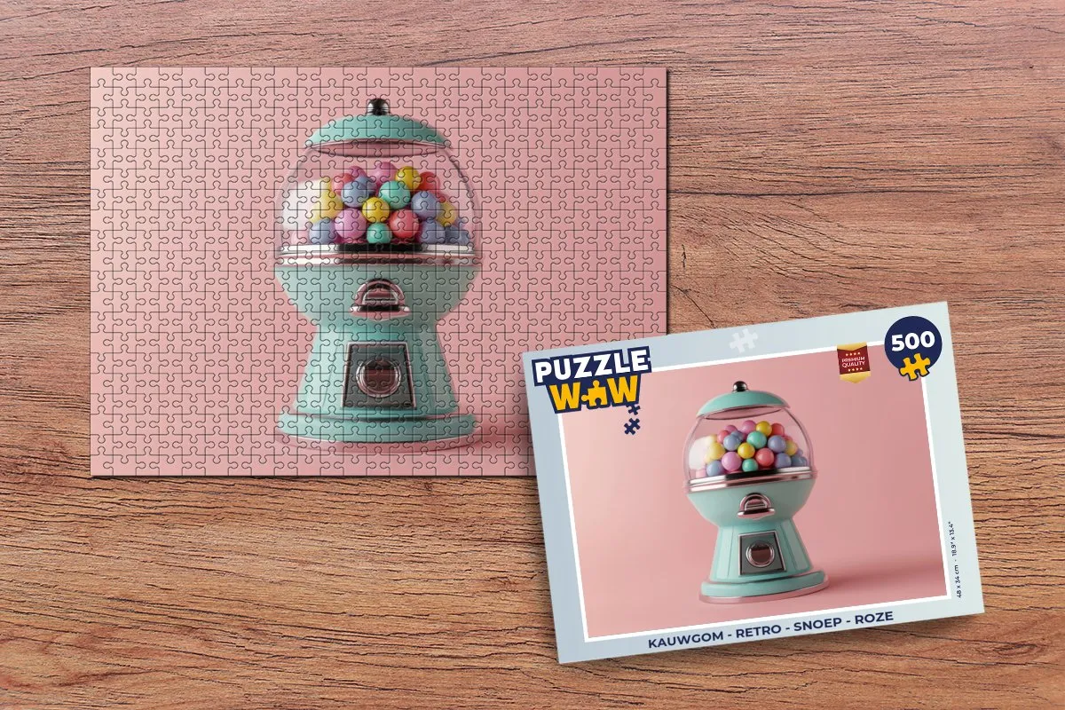 PuzzleWow Retro Kauwgom Puzzel 500 Stuks - Roze