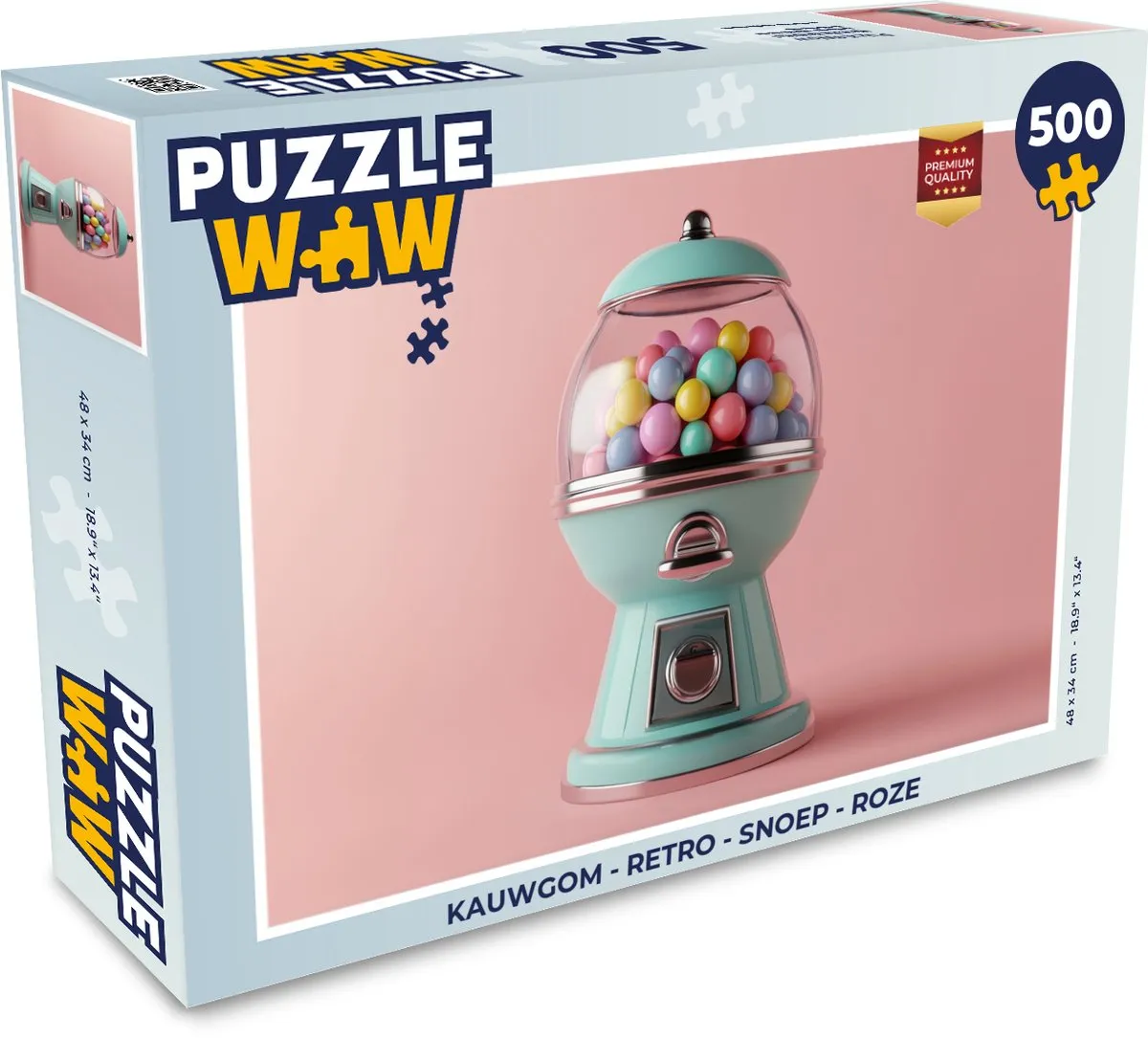 PuzzleWow Retro Kauwgom Puzzel 500 Stuks - Roze