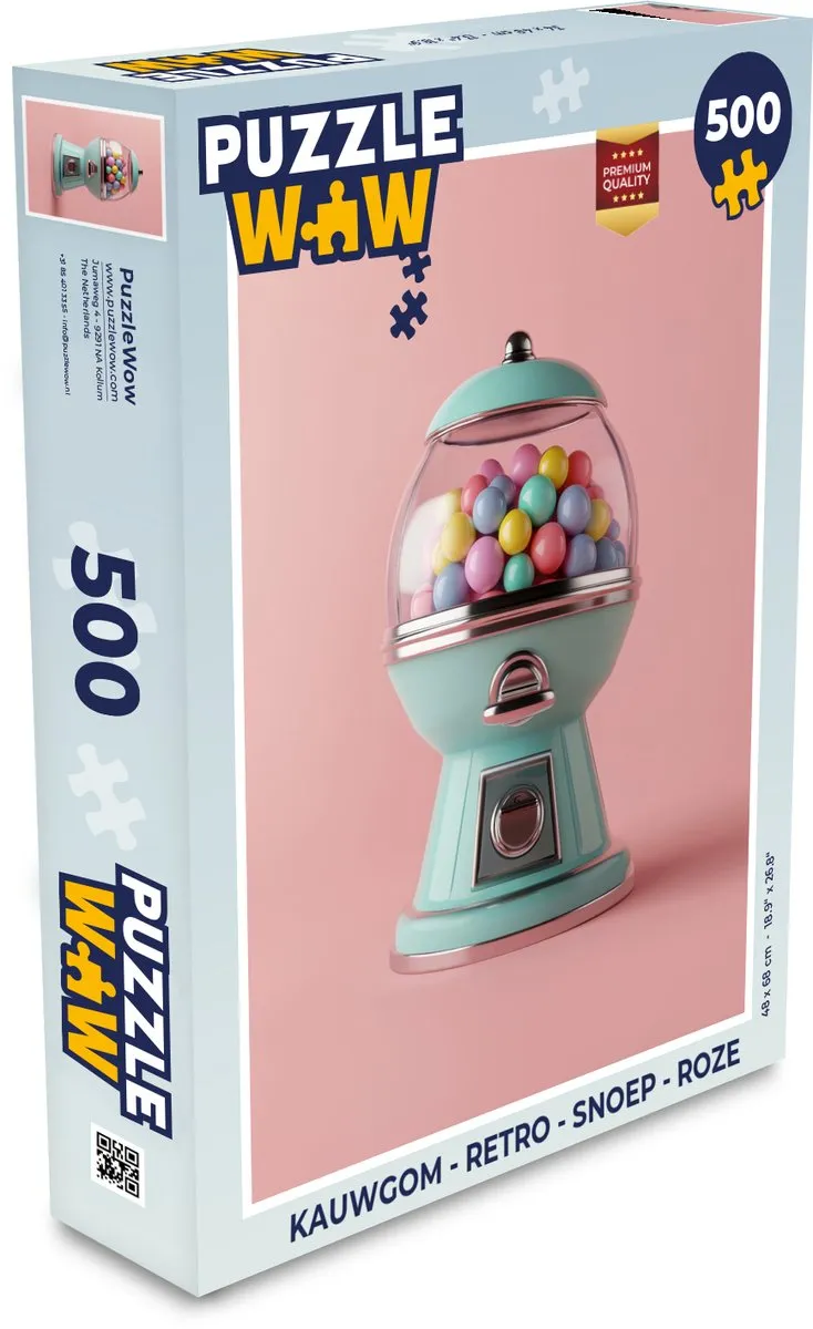 PuzzleWow Retro Kauwgom Puzzel 500 Stuks - Roze