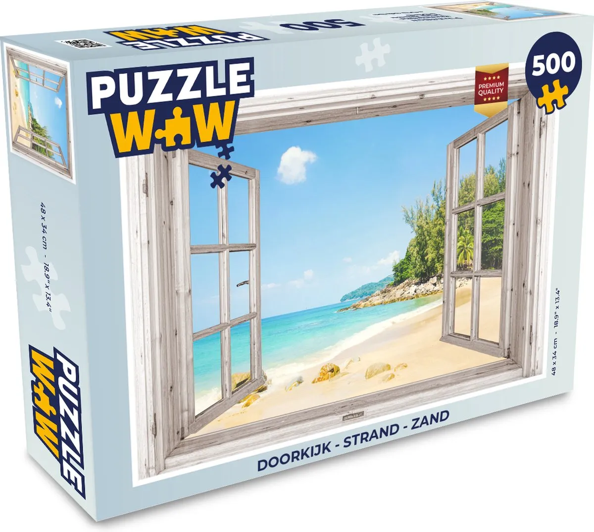 PuzzleWow Doorkijk Strand Legpuzzel 500 Stuks - Multicolor