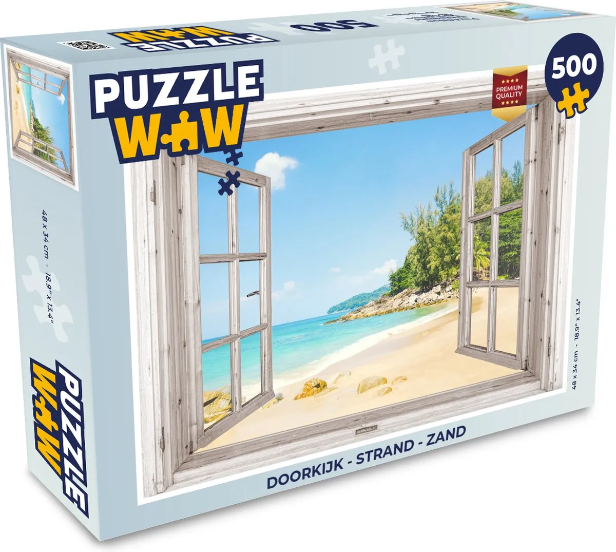 PuzzleWow Doorkijk Strand Legpuzzel 500 Stuks - Multicolor