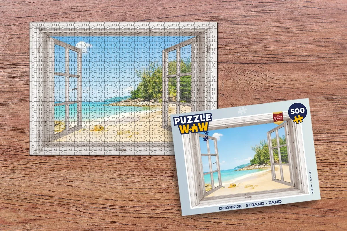 PuzzleWow Doorkijk Strand Legpuzzel 500 Stuks - Multicolor