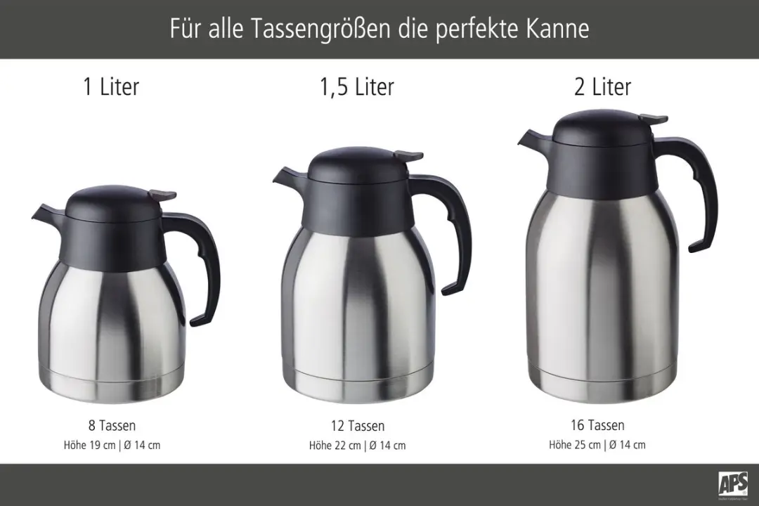 APS Thermoskan 1L - Dubbelwandig RVS - Zilver