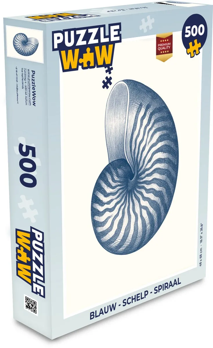 PuzzleWow Blauw Schelp Spiraal Legpuzzel 500 Stuks