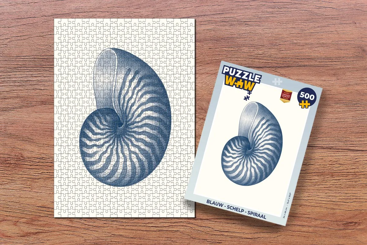 PuzzleWow Blauw Schelp Spiraal Legpuzzel 500 Stuks