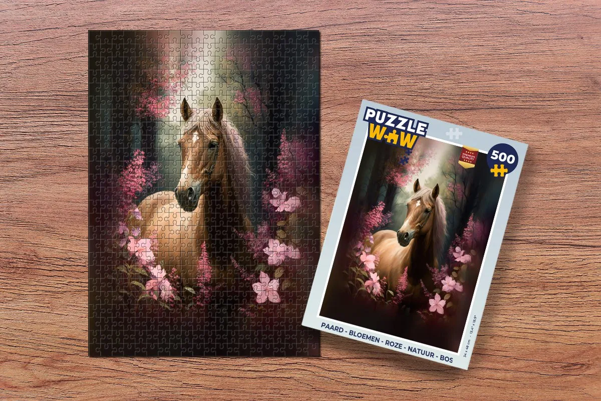 PuzzleWow Paard Bloemen Legpuzzel 500 Stuks - Multicolor