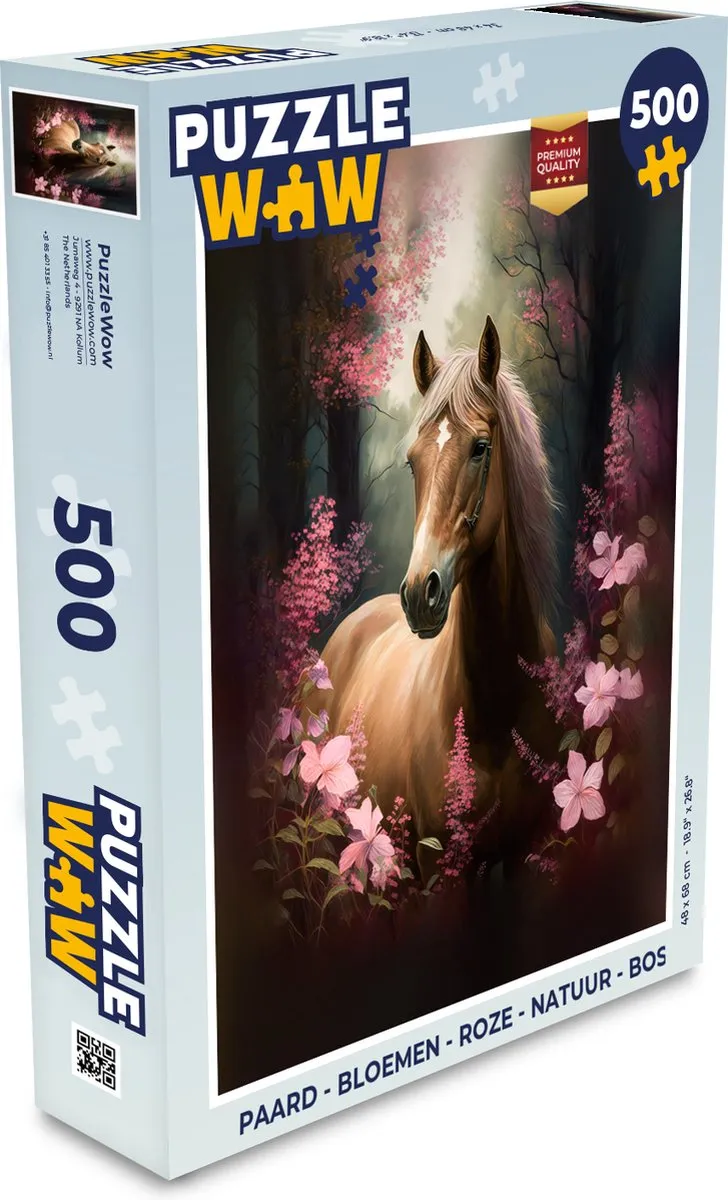 PuzzleWow Paard Bloemen Legpuzzel 500 Stuks