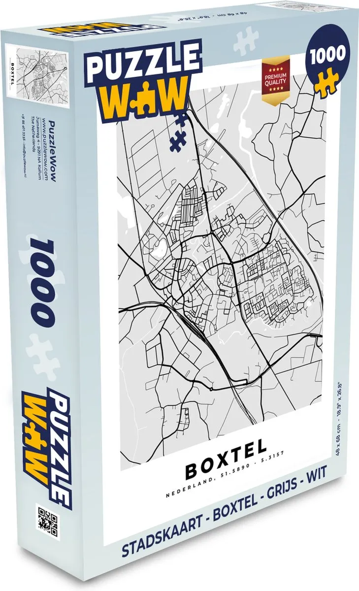 PuzzleWow Stadskaart Boxtel Legpuzzel 1000 Stuks