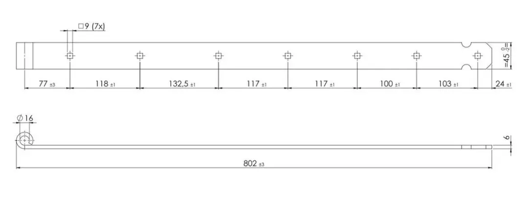GB Duimheng 800x45x6mm - Zwart - Staal - afbeelding 4 van 6