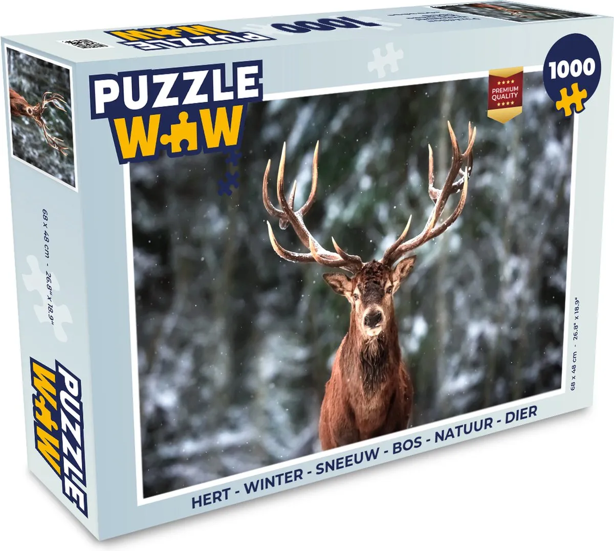 PuzzleWow Hert in de Sneeuw Legpuzzel 1000 Stuks