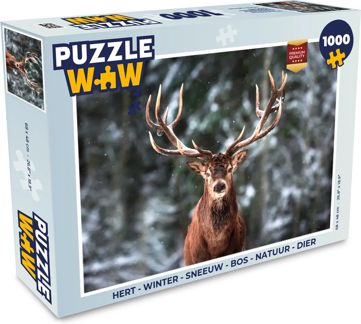 PuzzleWow Hert in de Sneeuw Legpuzzel 1000 Stuks