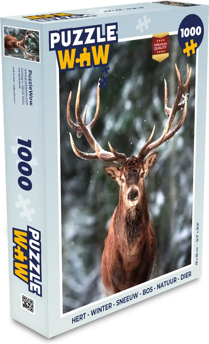 PuzzleWow Hert in de Sneeuw Legpuzzel 1000 Stuks