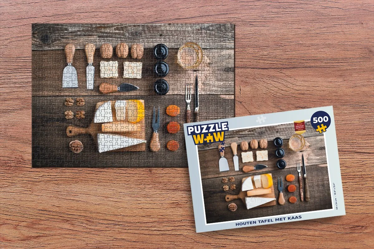 PuzzleWow Houten Tafel Puzzel 500 Stuks - Multicolor