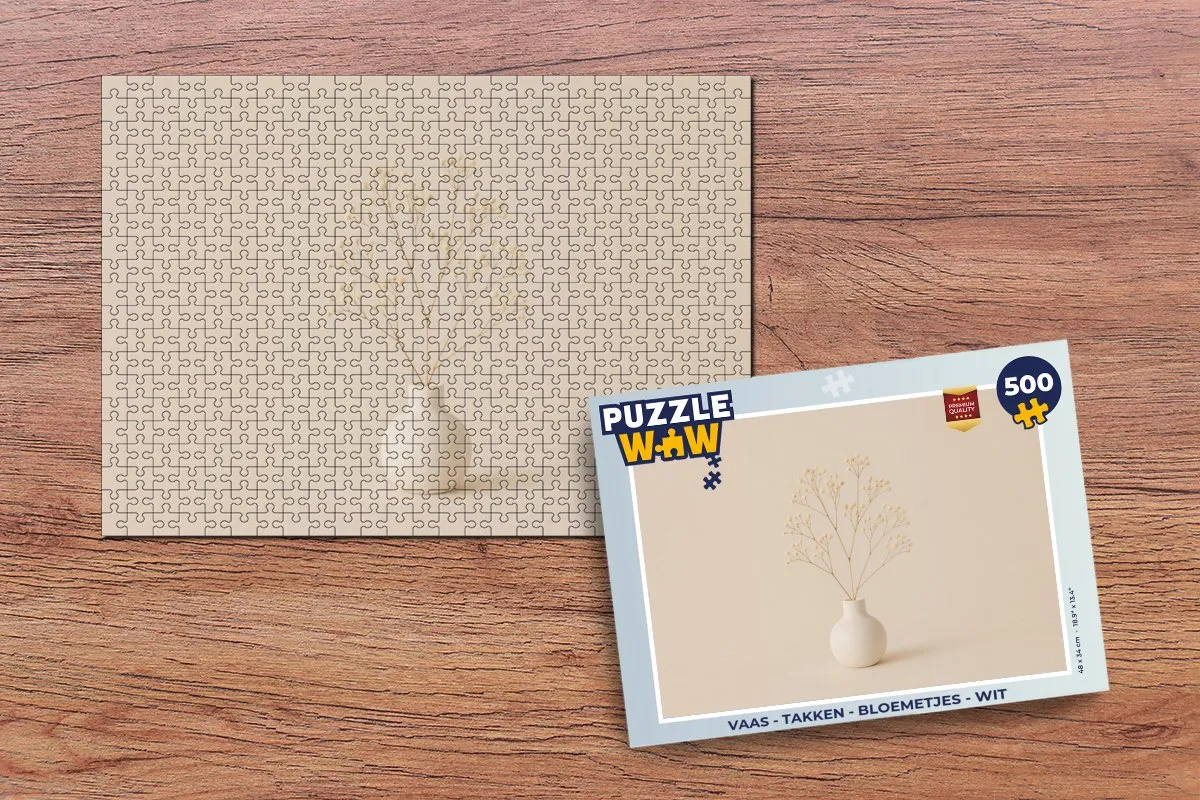 PuzzleWow Vaas Takken Bloemetjes Legpuzzel 500 Stuks - Wit