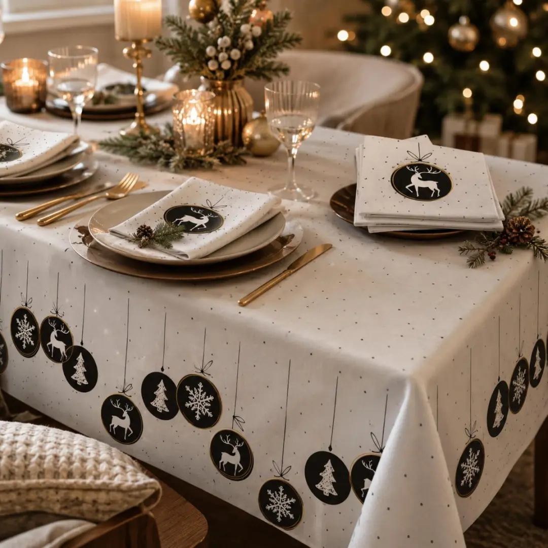 Duni Kerst Tafelkleed 138x220cm - Papier - Rendieren - afbeelding 6 van 6