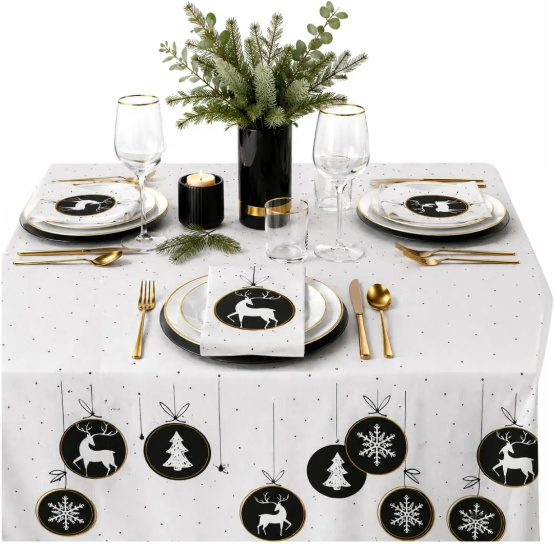 Duni Kerst Tafelkleed 138x220cm - Papier - Rendieren - afbeelding 5 van 6