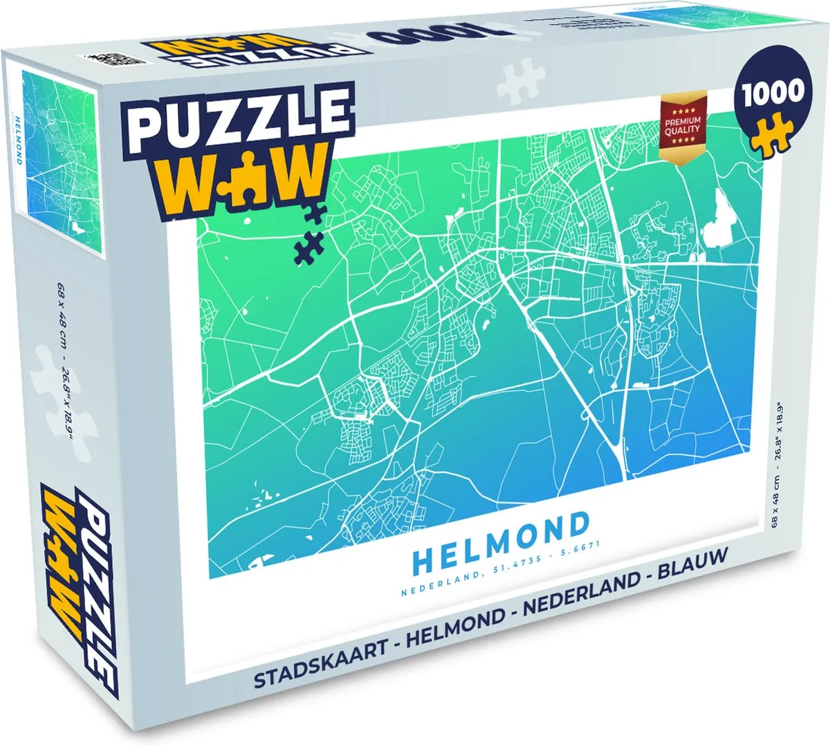 PuzzleWow Stadskaart Helmond Nederland Legpuzzel 1000 Stuks