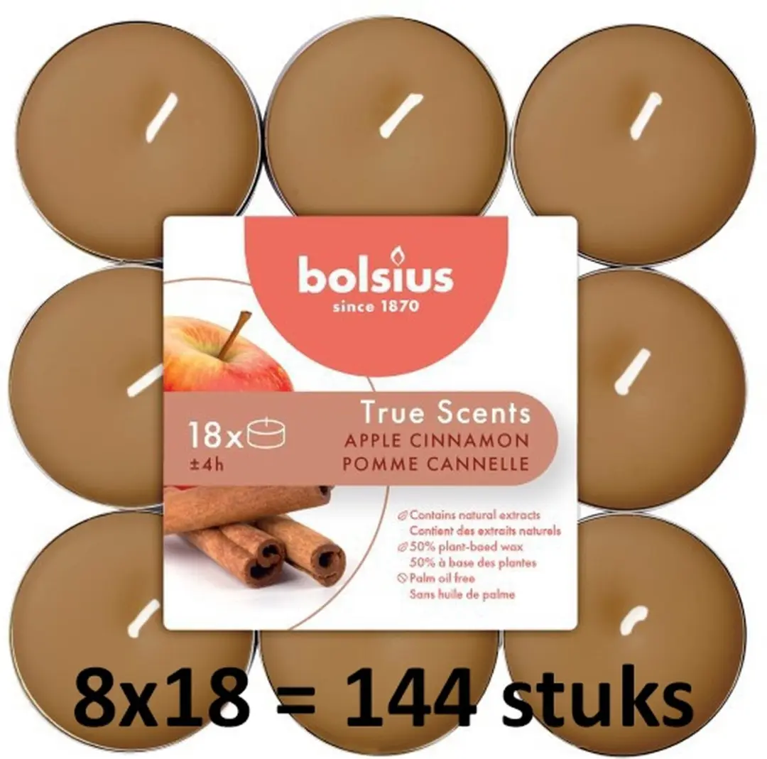 144 stuks Bolsius appel kaneel