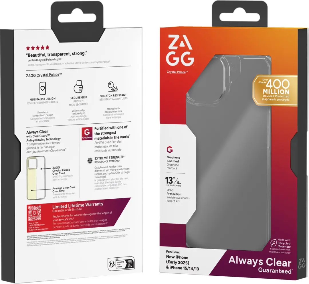 ZAGG Crystal Palace Hoesje iPhone 16e/15/14/13 - Transparant