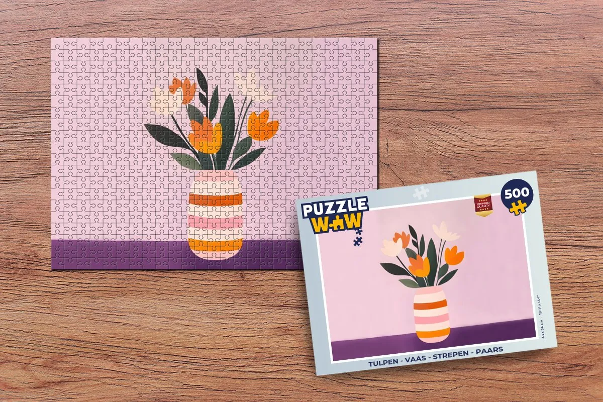 PuzzleWow Tulpen - Vaas Legpuzzel 500 Stuks - Paars