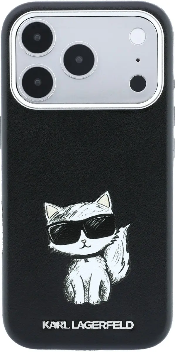 Karl Lagerfeld Backcase Hoesje iPhone 17 Pro - Effen Zwart - Kunstleer