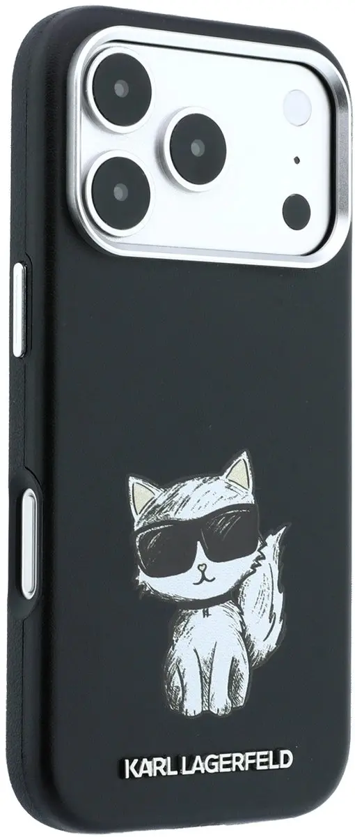 Karl Lagerfeld Backcase Hoesje iPhone 17 Pro - Effen Zwart - Kunstleer