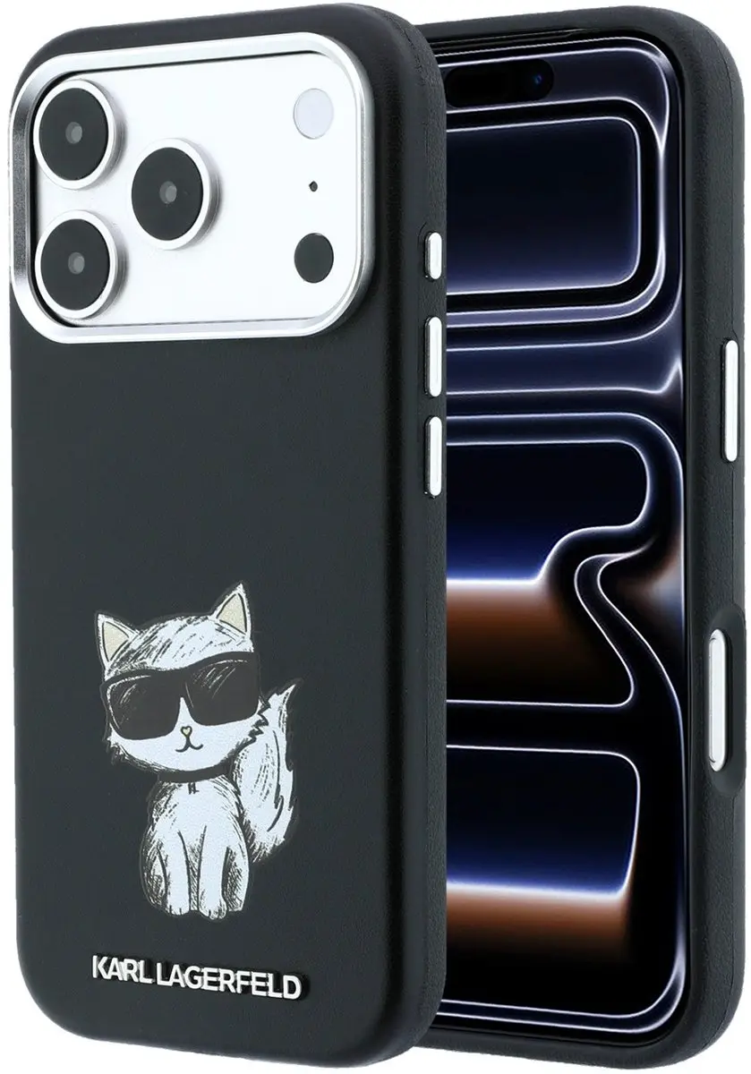 Karl Lagerfeld Backcase Hoesje iPhone 17 Pro - Effen Zwart - Kunstleer