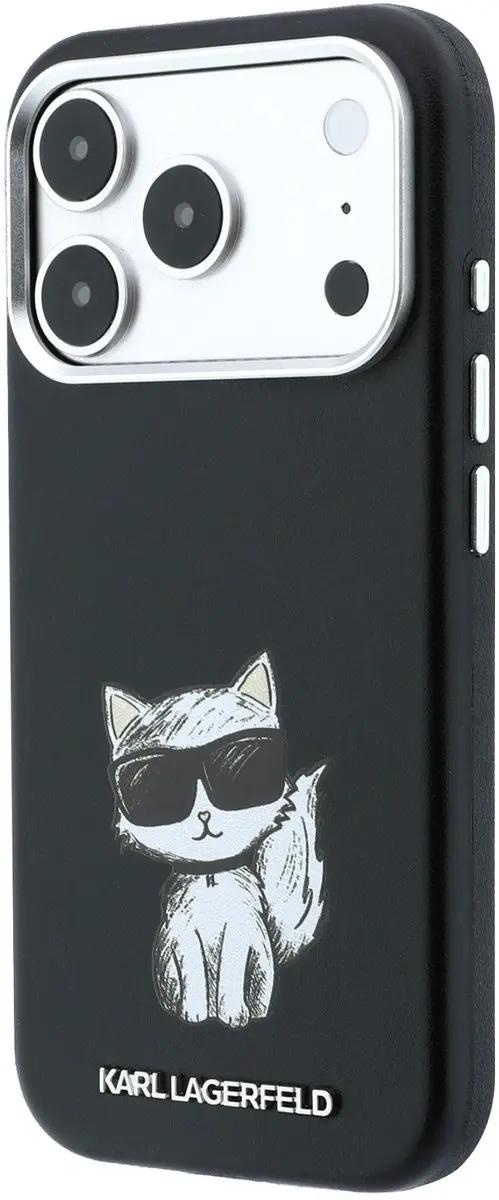 Karl Lagerfeld Backcase Hoesje iPhone 17 Pro - Effen Zwart - Kunstleer