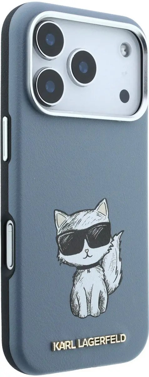Karl Lagerfeld Backcase Hoesje iPhone 17 Pro - Lichtblauw - Kunstleer