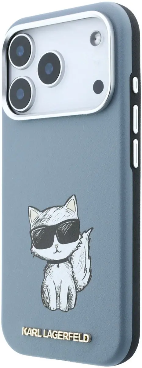 Karl Lagerfeld Backcase Hoesje iPhone 17 Pro - Lichtblauw - Kunstleer