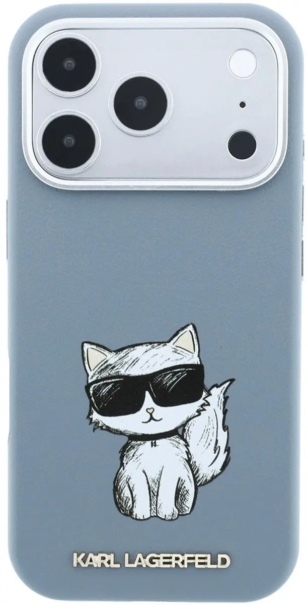 Karl Lagerfeld Backcase Hoesje iPhone 17 Pro - Lichtblauw - Kunstleer