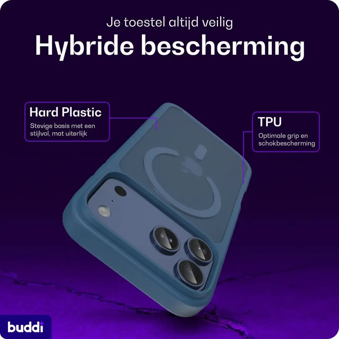 Buddi Frost Hoesje iPhone 17 Pro Max - Donkerblauw - MagSafe
